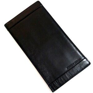 Porsche Design Unisex Long Bifold Wallet – Black Leather Luxury Slim 7.5x4-inch